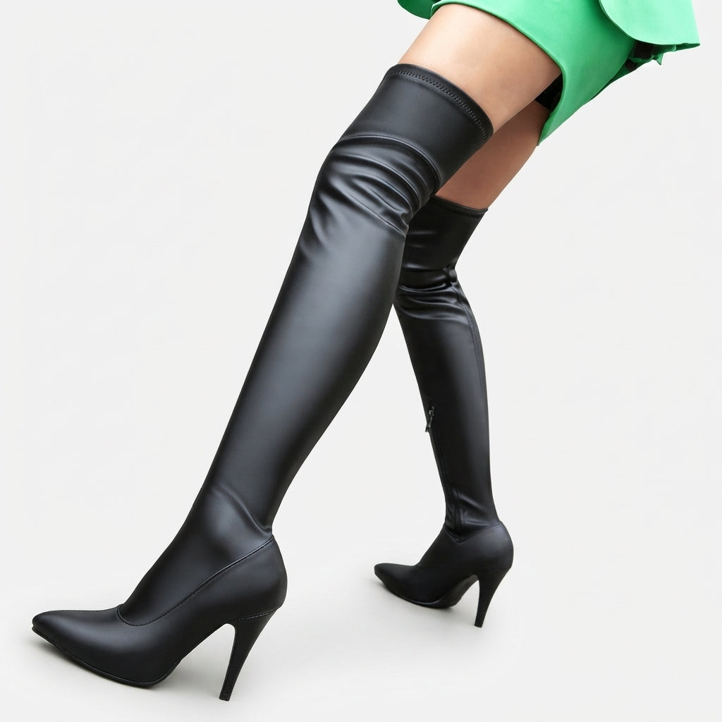 Women's Over the Knee Heeled Stiletto Boots with Pointed Toe — view 4