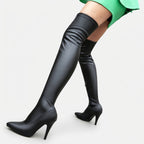 Women's Over the Knee Heeled Stiletto Boots with Pointed Toe — view 4