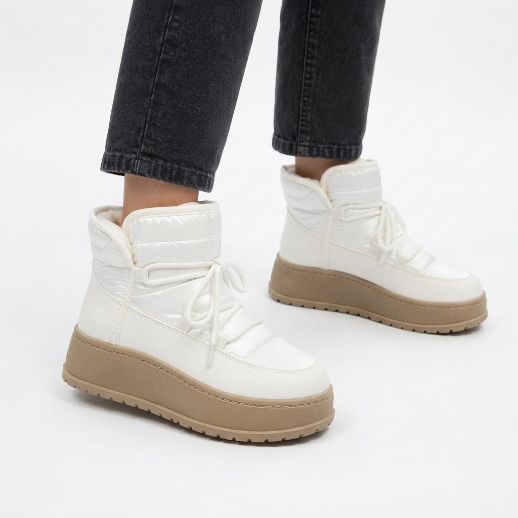 Bottines à plateforme doublées pour femmes avec semelle crantée