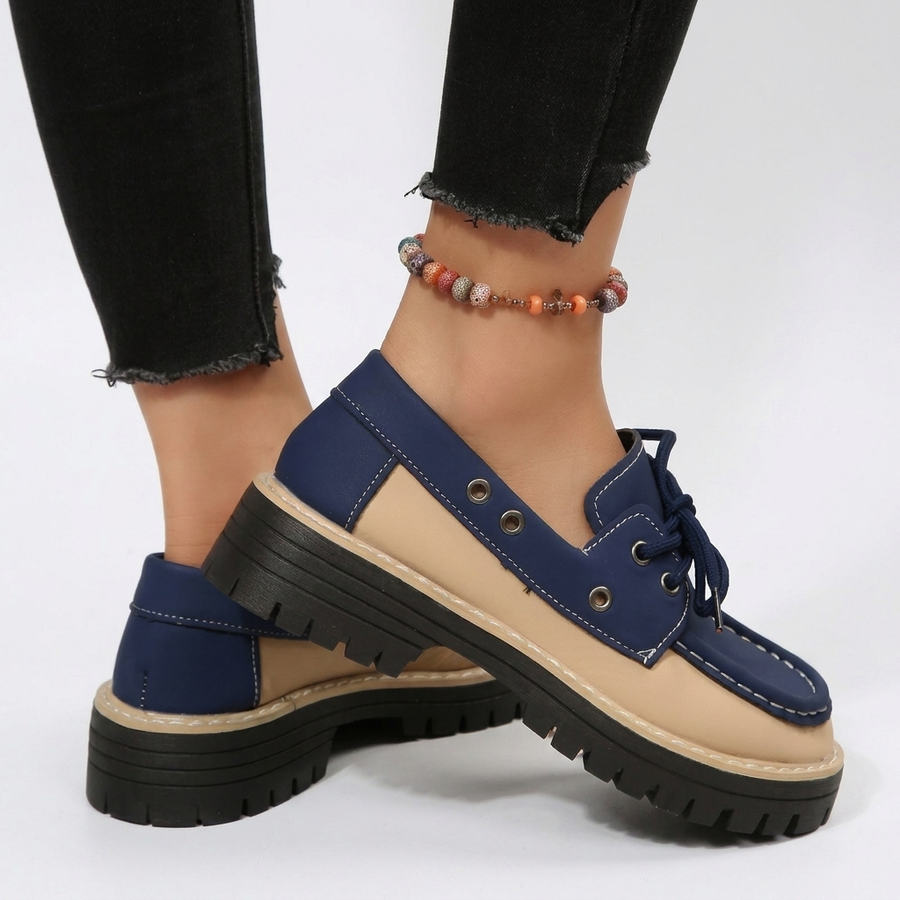 Women's Chunky Platform Lace-Up Loafers in Two-Tone — view 2