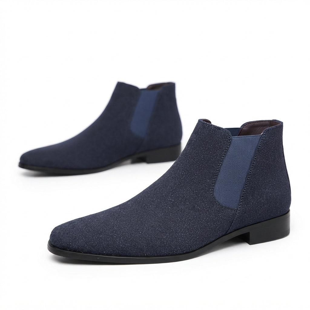 Men's Pointed Toe Suede Chelsea Boots, Cushioned Sole — view 2