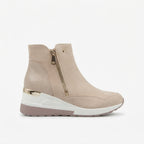 Women's Waterproof Orthopaedic Winter Wedge Ankle Boots in Beige