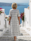 Parisa | Short Sleeve Striped Tiered Midi Dress