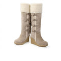Women's Knee High Wedge Boots with Faux Shearling Cuff — view 2