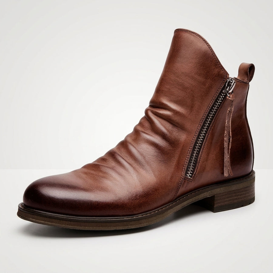 Men's Soft Leather Side-Zip Ankle Boots — view 4