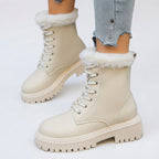 Women's Faux Fur-Lined High Lace-Up Combat Boots — view 2