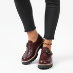 Women's Leather Monk Strap Loafers with Chunky Sole — view 3