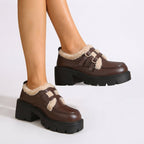 Women's Platform Monk Strap Shoes with Sherpa-Style Trim — view 2