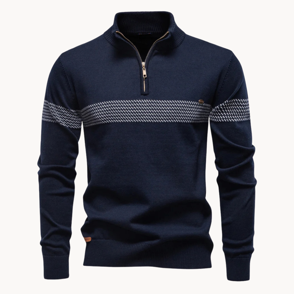Men's Striped Quarter-Zip Jumper | Durham