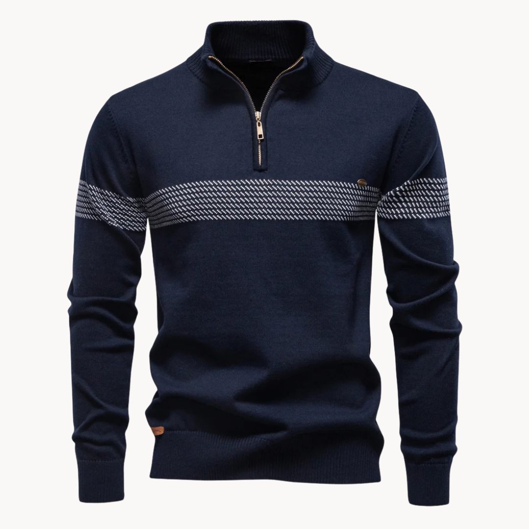 Men's Striped Quarter-Zip Jumper | Durham