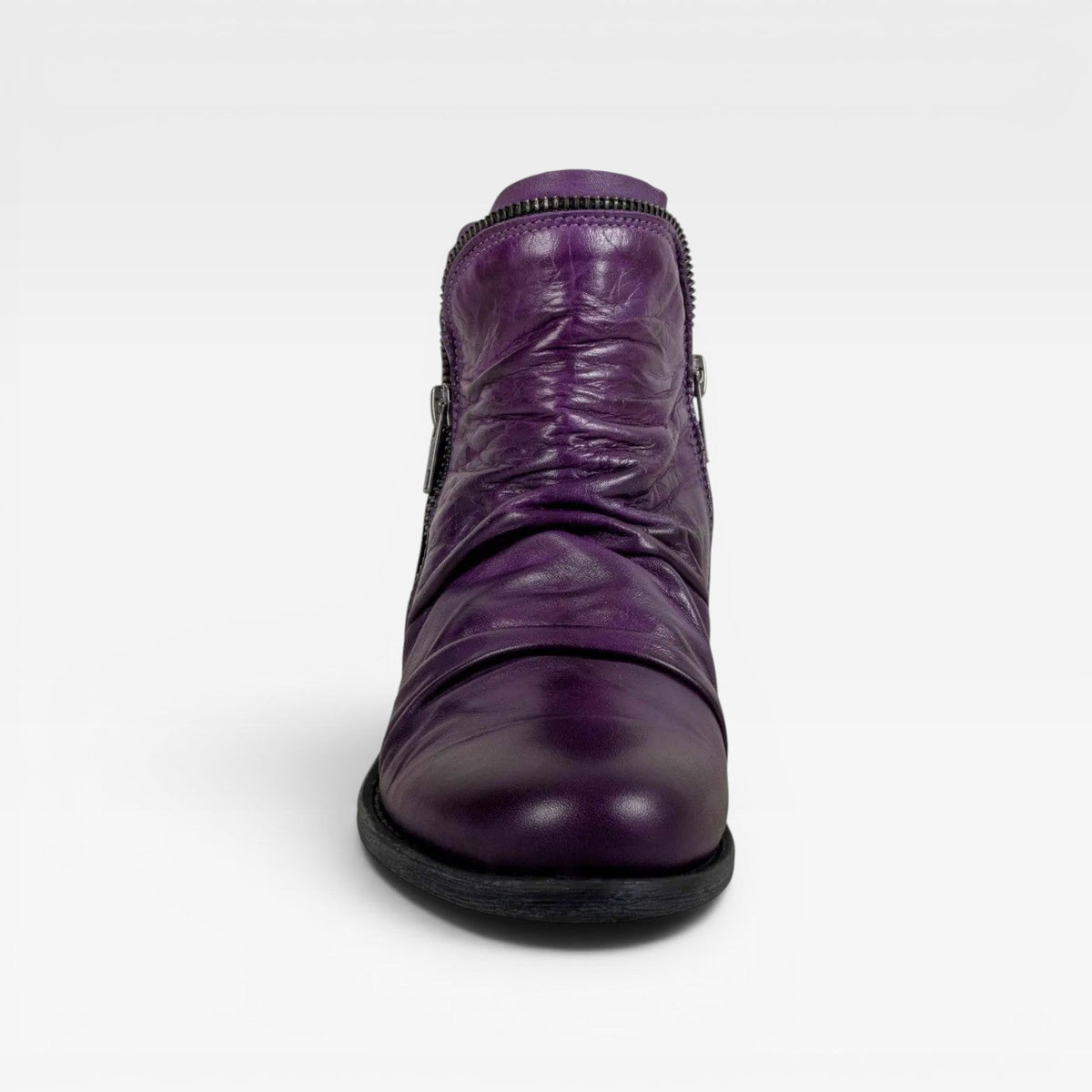 Women's Leather Ankle Boots with Side Zip — view 3