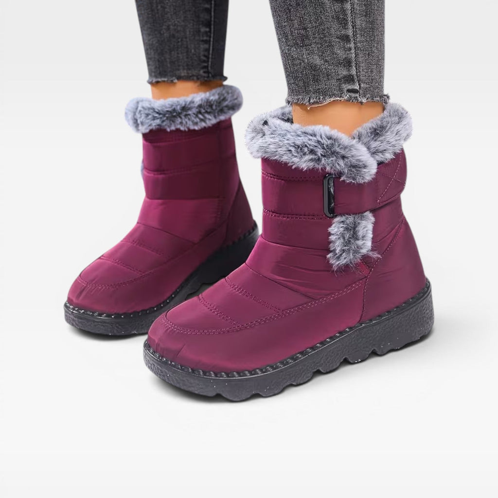 Women's Waterproof Quilted Snow Boots with Faux Fur — view 7