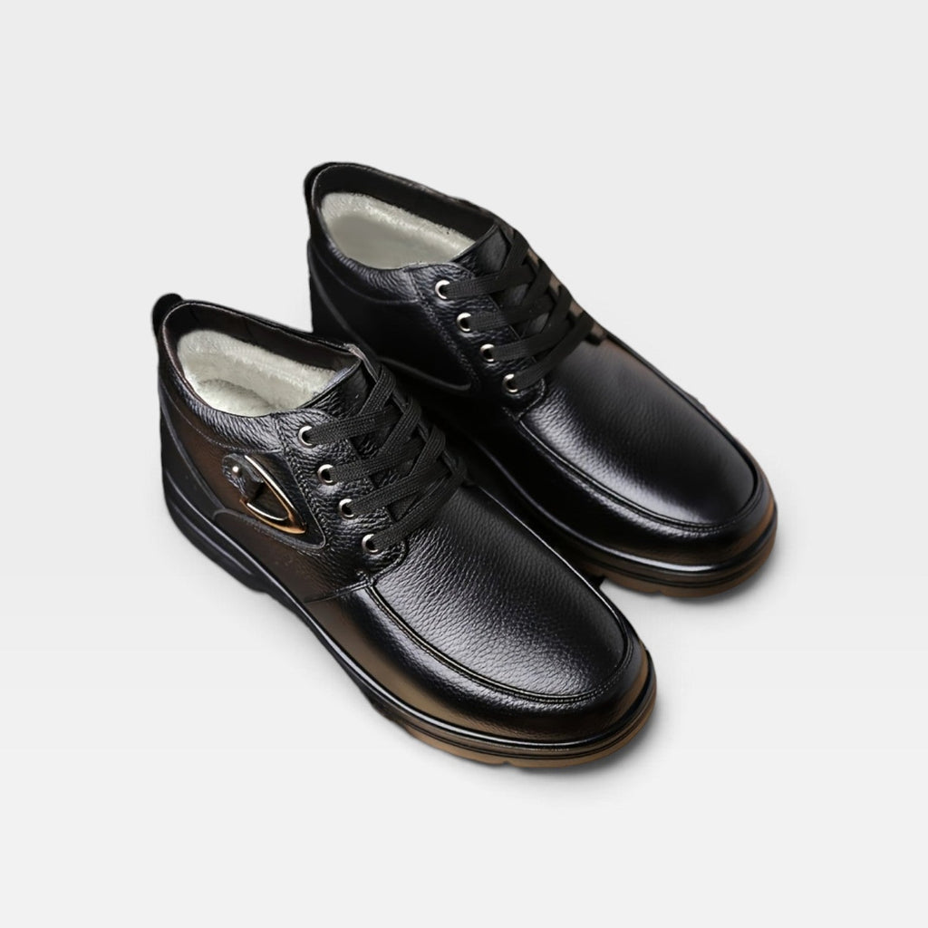 Men's Fleece-Lined Leather Lace-Up Boots with Buckle — view 8