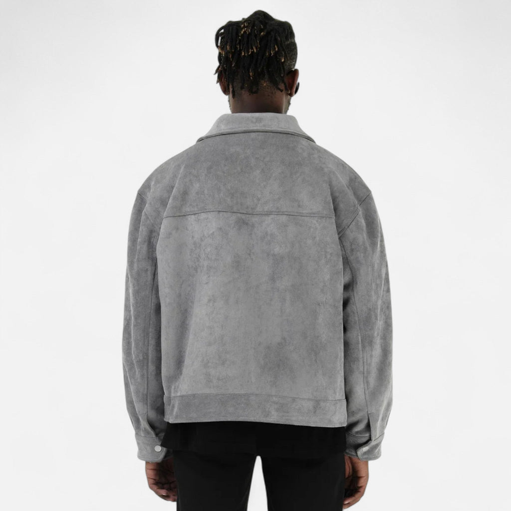 Men's relaxed fit suede-look jacket