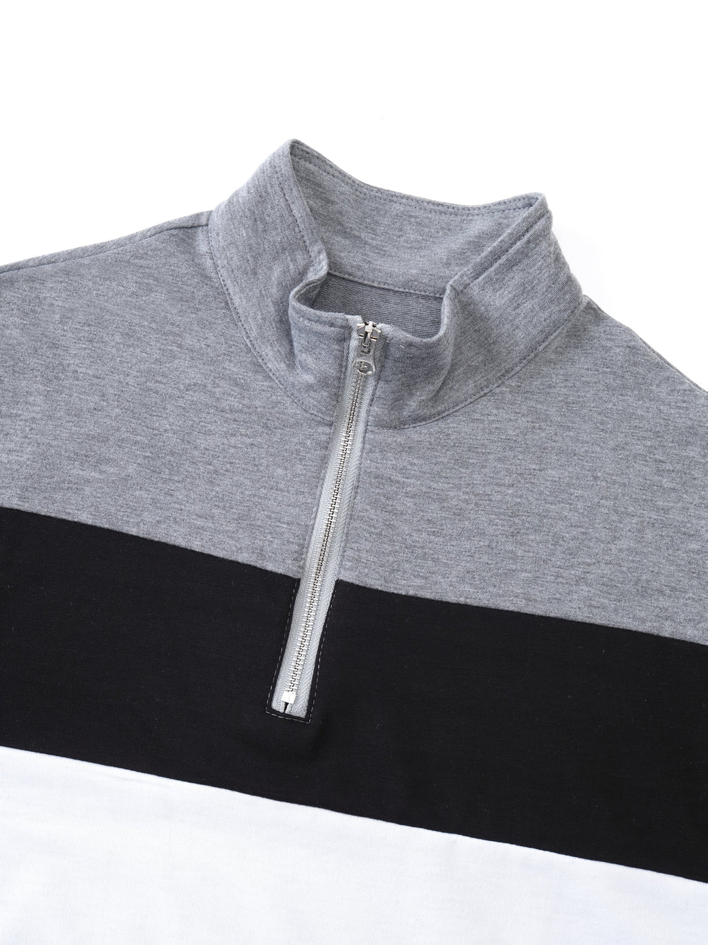 Men's colour-block long sleeve quarter-zip polo