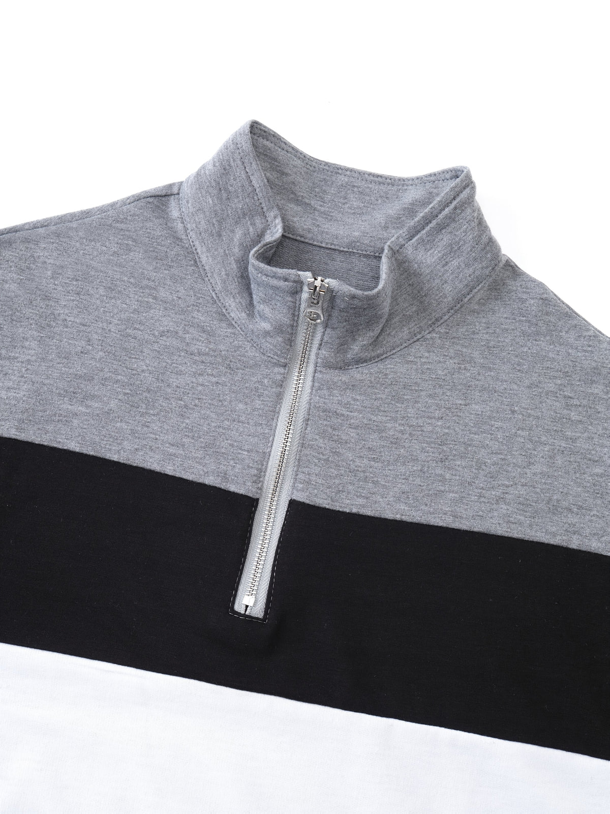 Men's colour-block long sleeve quarter-zip polo