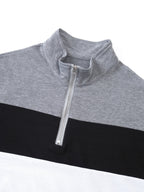 Men's colour-block long sleeve quarter-zip polo