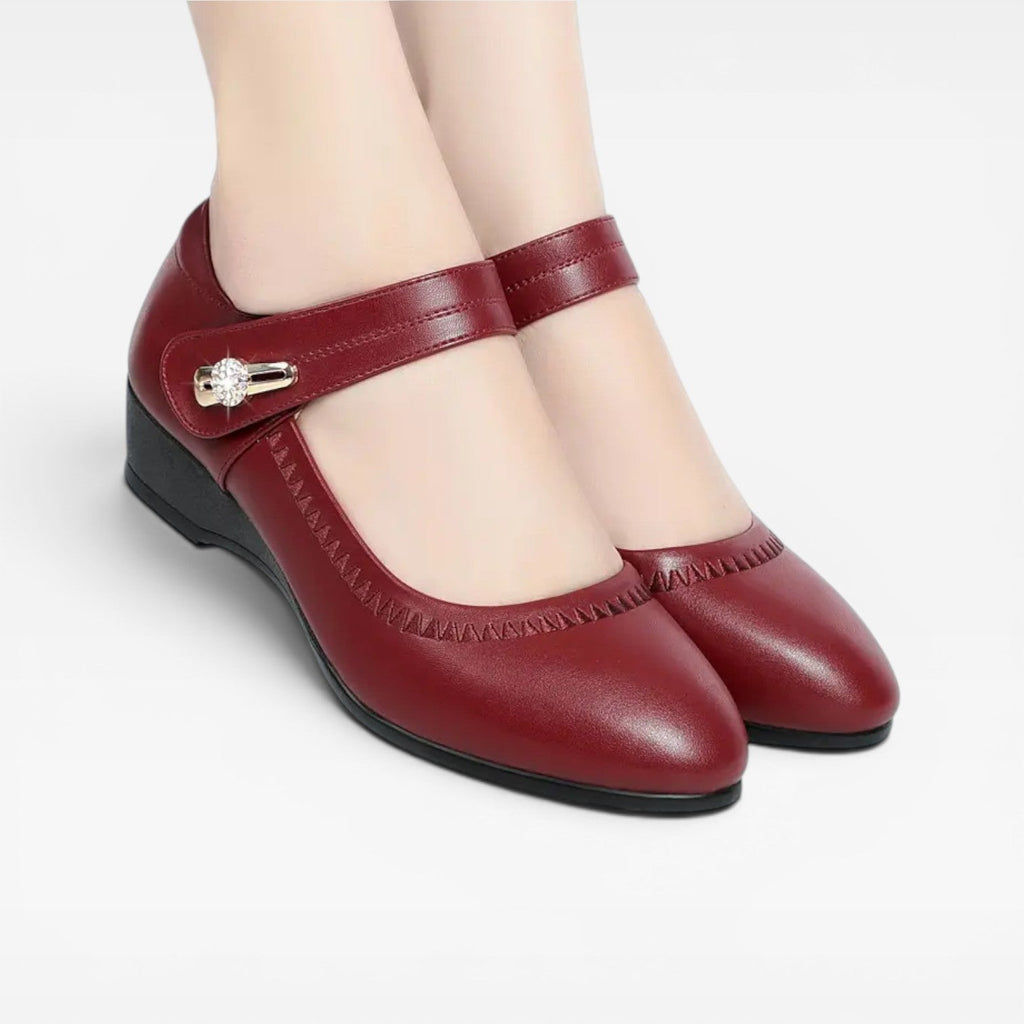 Women's Leather Mary Jane Mid Heel Shoes — view 3