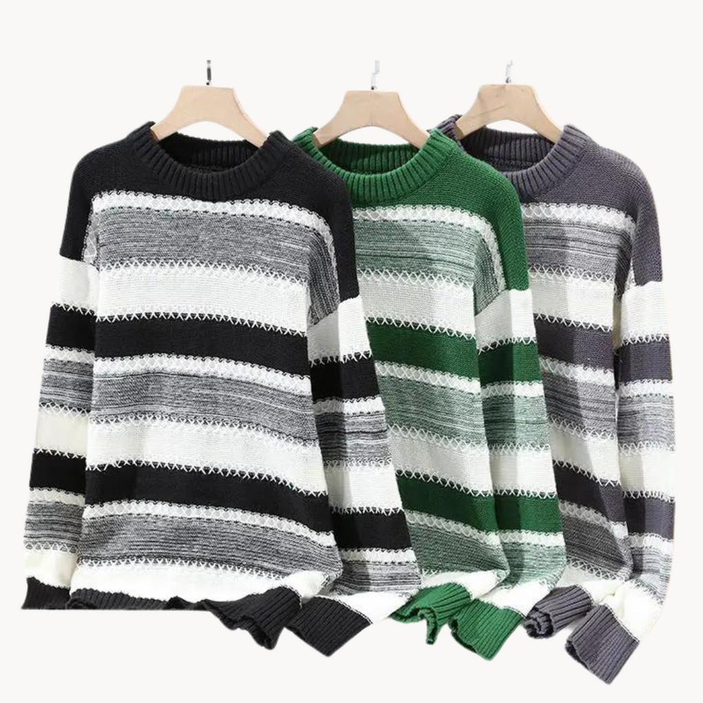 Men's Striped Crew Neck Jumper | Jaro