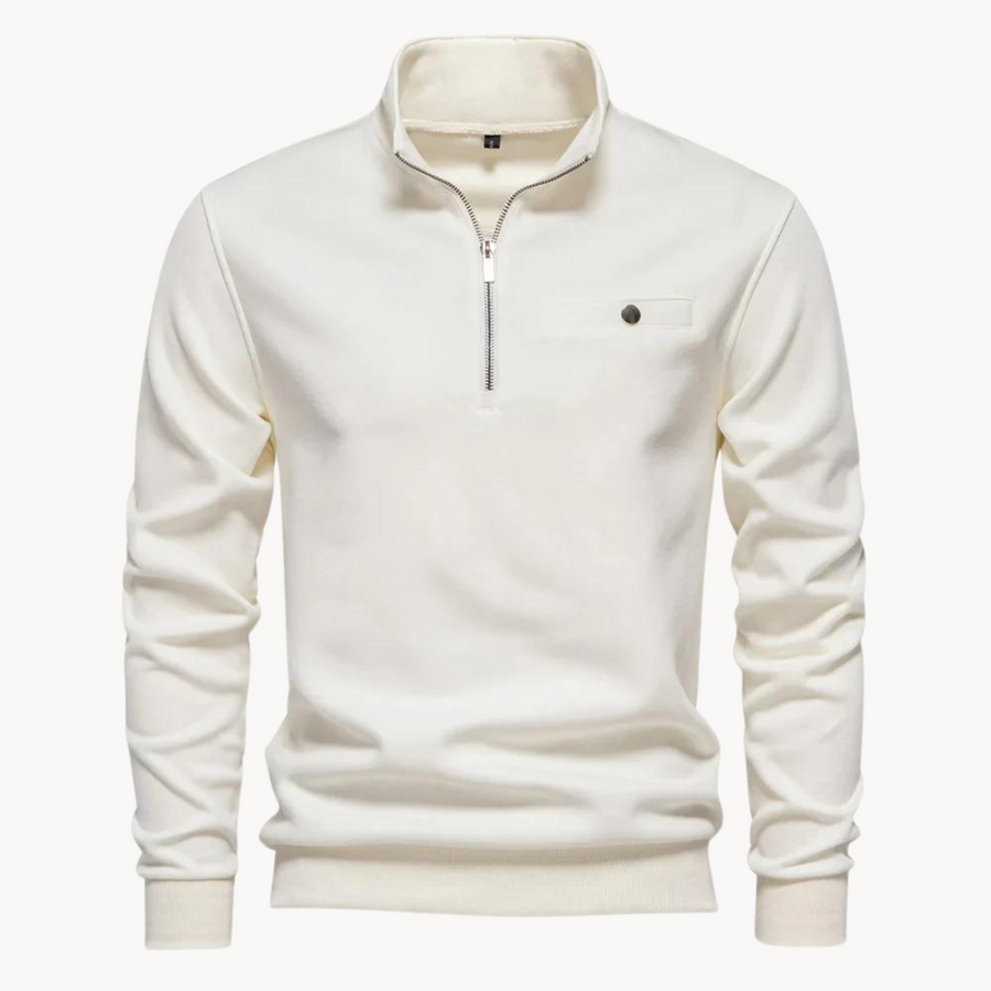Men's Zip-Up Mock Neck Jumper | Lamberto