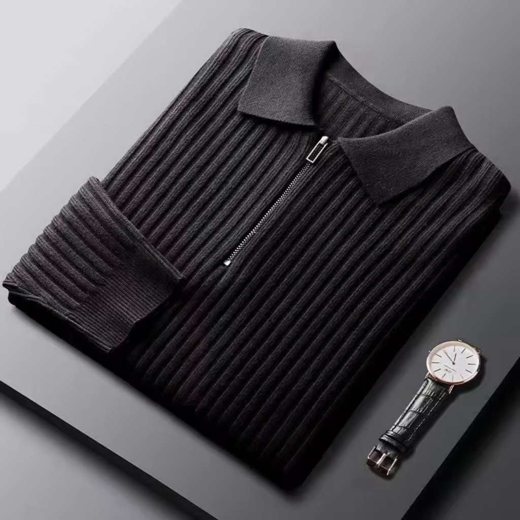 Men's Ribbed Quarter-Zip Jumper | Eamon