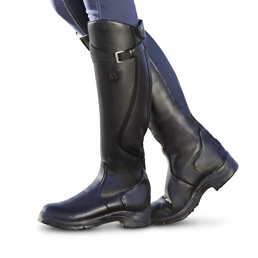 Bottes d'équitation en cuir pour femme, hauteur genou, avec bride à boucle