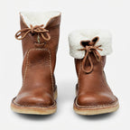 Women's Orthopaedic Slouch Leather Boots with Shearling-Look Cuff — view 3