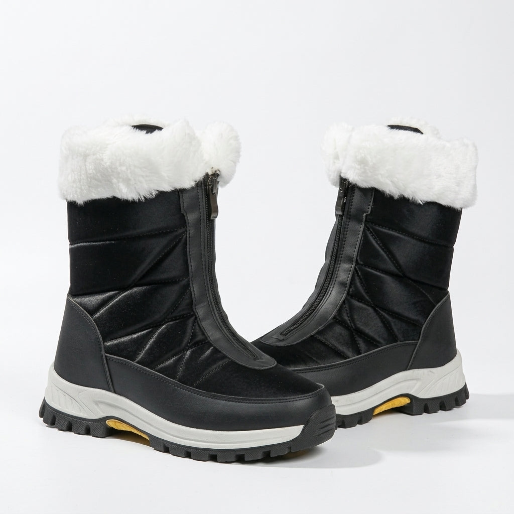 Women's Faux Fur Cuff Ankle Boots with Chunky Tread — view 3