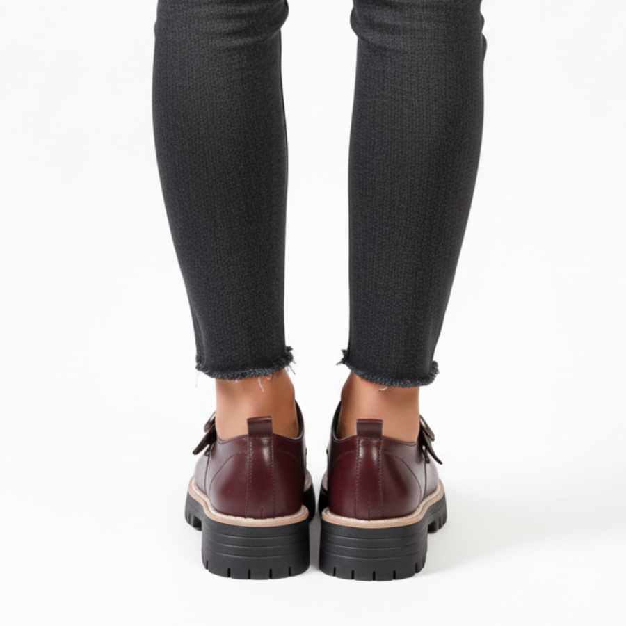 Women's Leather Monk Strap Loafers with Chunky Sole — view 4