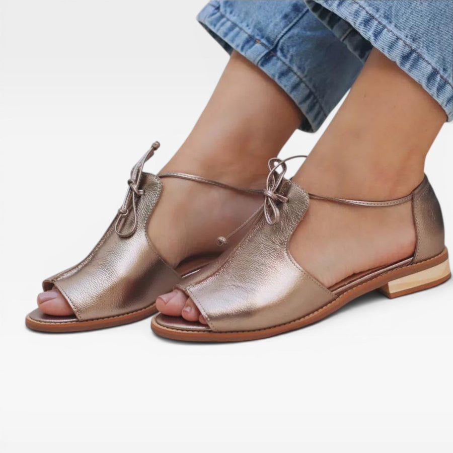 Women's Leather Open-Toe Sandals with Ankle Strap — view 5