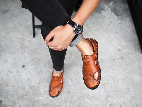 Men's Classic Leather Sandals – Mijas