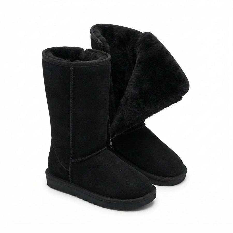 Women's Fleece-Lined Knee High Winter Boots, Suede Effect — view 2