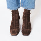 Women's Square Toe Suede Block Heel Ankle Boots in Brown – view 3
