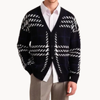 Men's Block Pattern Knit Cardigan | Percival