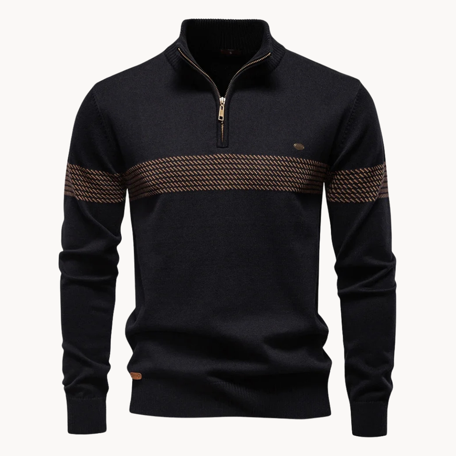 Men's Striped Quarter-Zip Jumper | Durham
