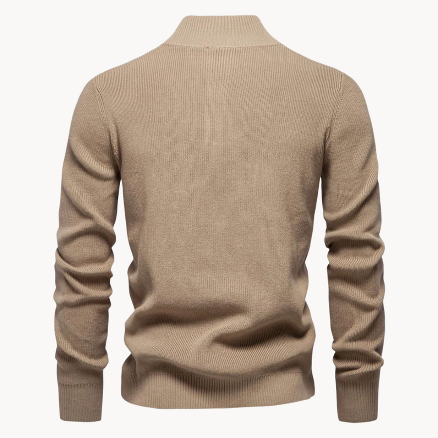Men's Button Mock Neck Jumper | Livio
