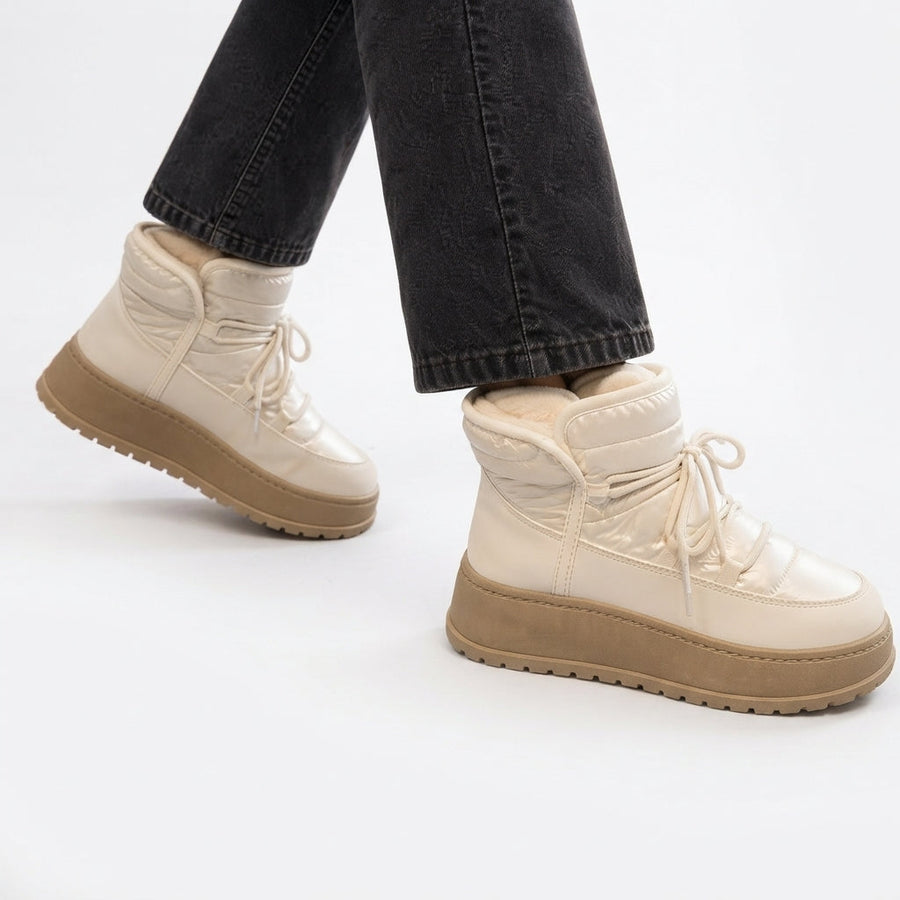 Bottines à plateforme doublées pour femmes avec semelle crantée