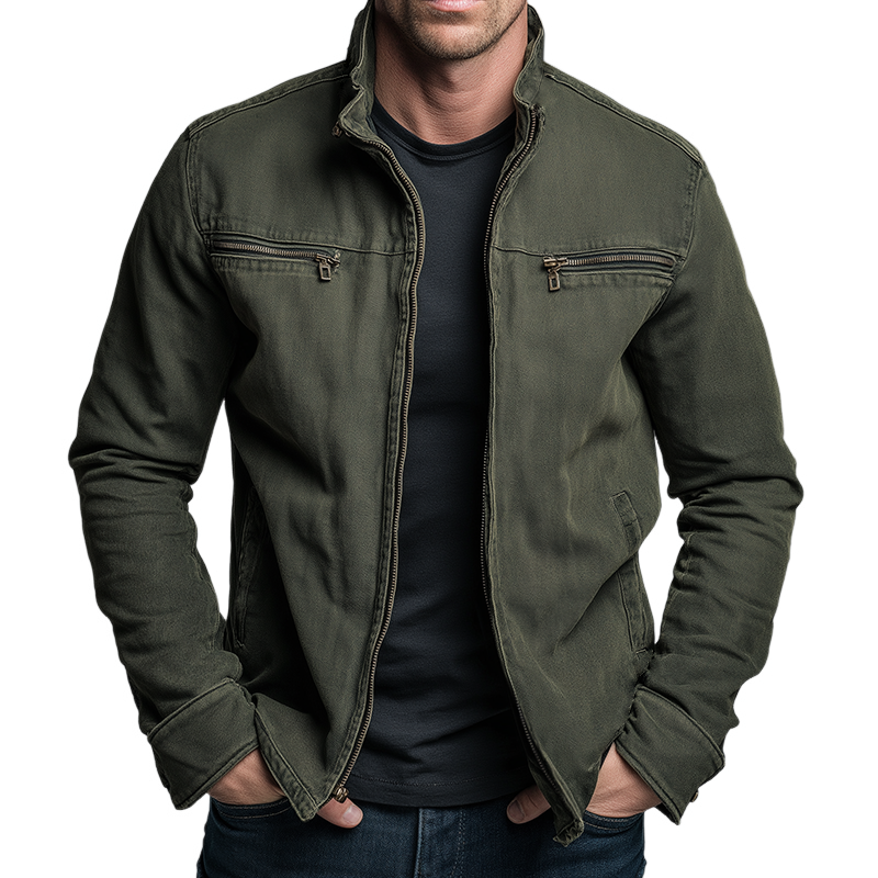 Men's cotton-blend jacket with multiple pockets