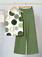 Women's polka dot top and high-waisted trouser co-ord set