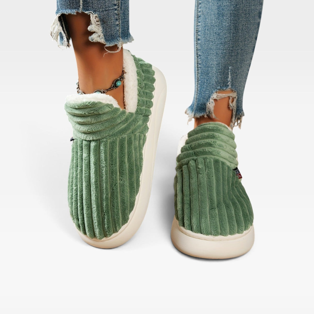 Women's Corduroy Slipper Boots with Fleece Lining — view 11