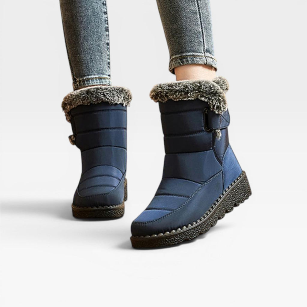 Women's Waterproof Quilted Snow Boots with Faux Fur — view 10