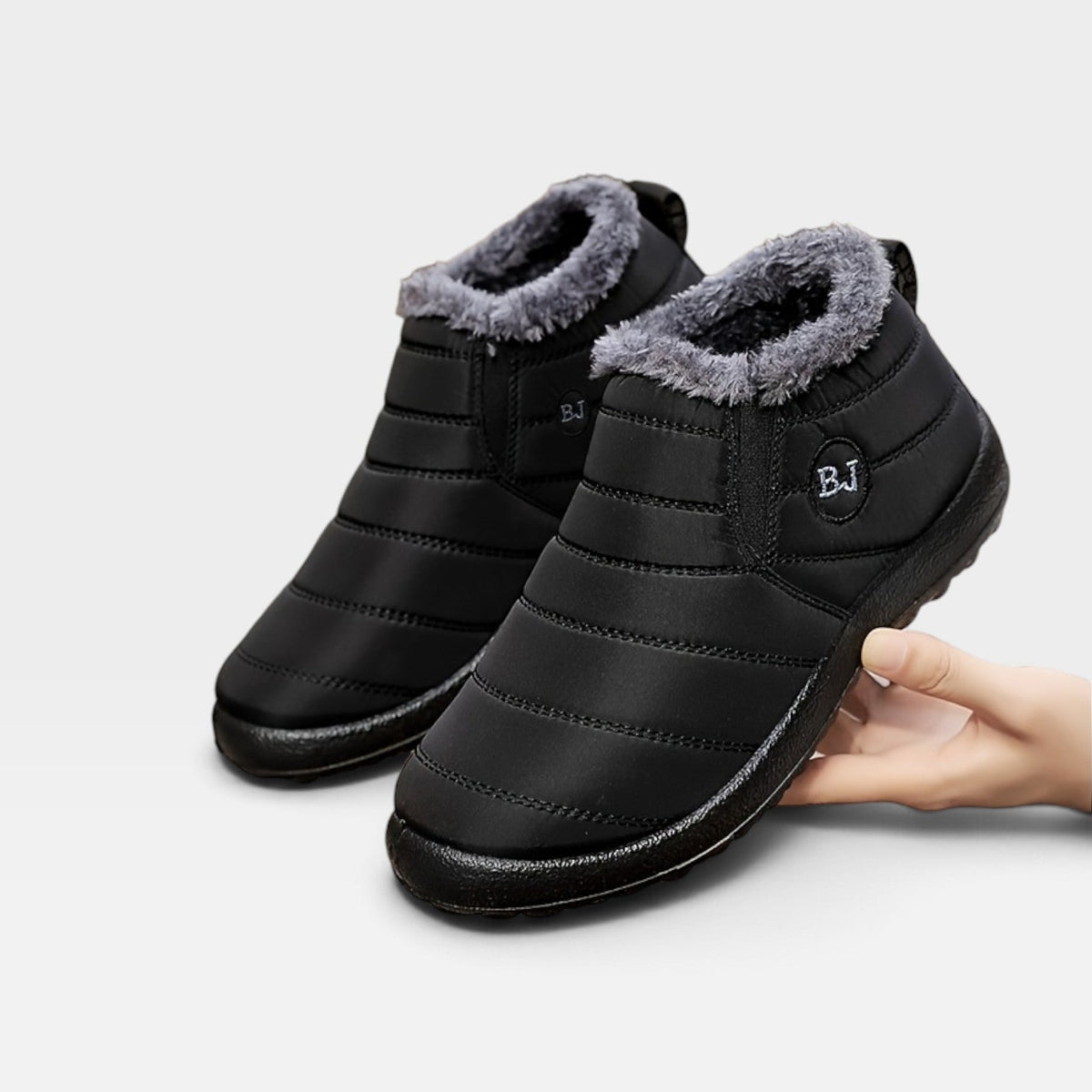 Women's Waterproof Quilted Ankle Boots with Fur Lining — view 9