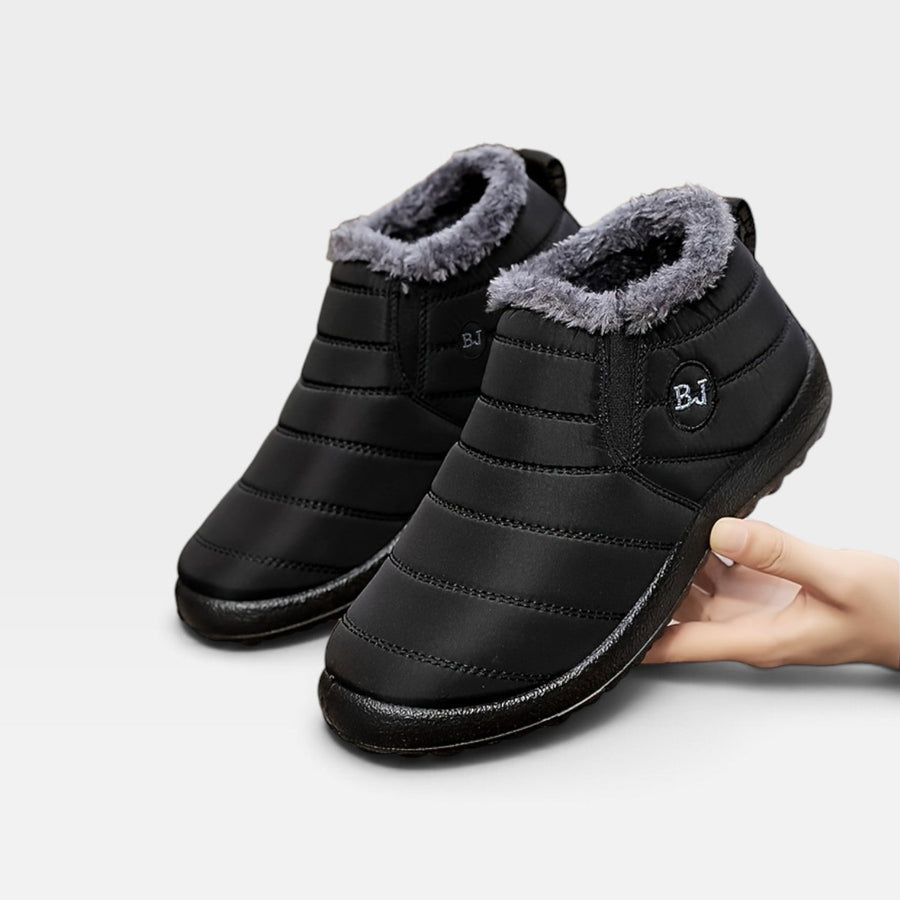 Women's Waterproof Quilted Ankle Boots with Fur Lining — view 9