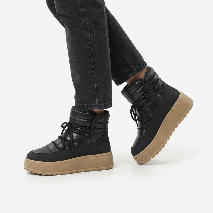 Bottines à plateforme doublées pour femmes avec semelle crantée