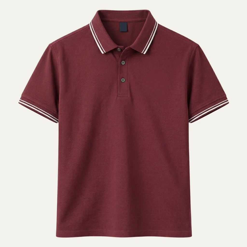 Men's cotton piqué polo shirt with contrast tipping