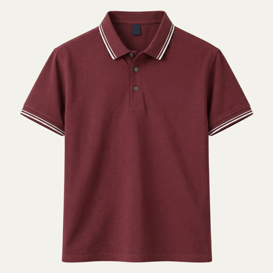Men's cotton piqué polo shirt with contrast tipping