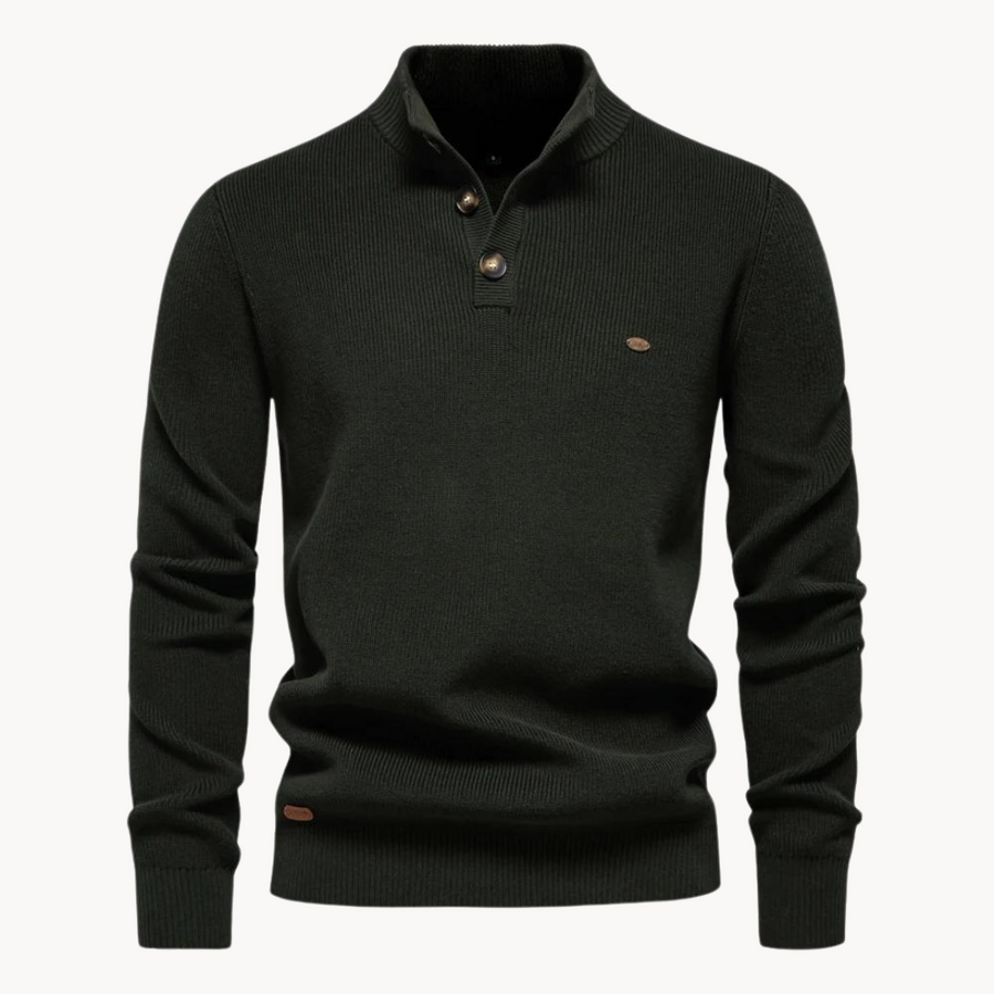 Men's Button Mock Neck Jumper | Livio
