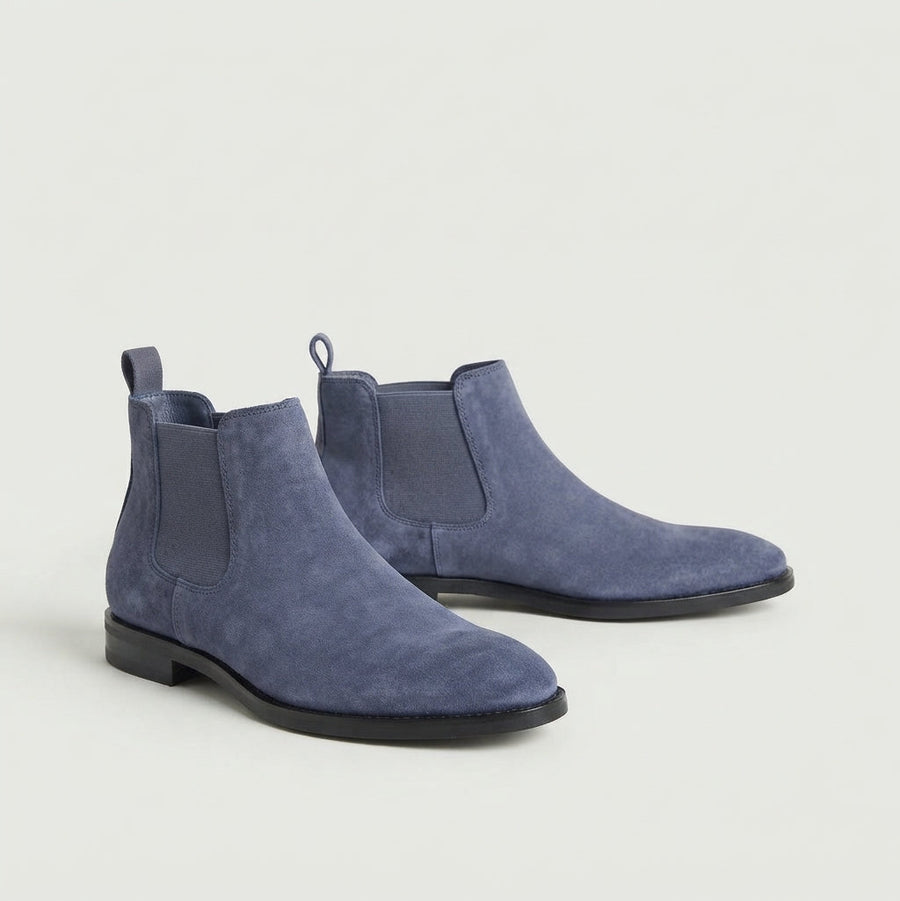 Men's Smart Smooth Leather Chelsea Boots in Grey or Blue — view 6