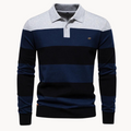 Men's Striped Knit Polo Jumper | Bellino