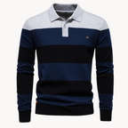 Men's Striped Knit Polo Jumper | Bellino